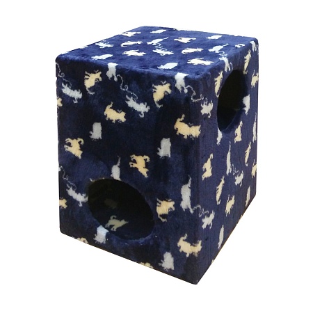 Комплекс Куб 2 уровня мех с рисунком "Кошки" 42*42*55 см (84151)