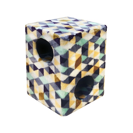Комплекс Куб 2 уровня мех с рисунком "Скандинавия" 42*42*55 см (84152)